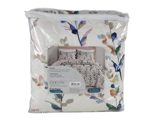 Colcha Boutis King 03 Peças 2,80X3,00 Attuale Corttex Off White