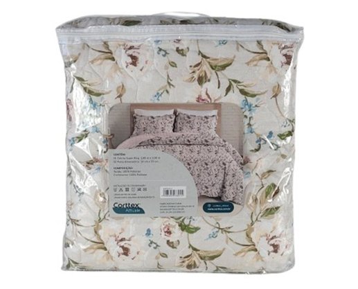 Colcha Boutis King 03 Peças 2,80X3,00 Attuale Corttex Rose