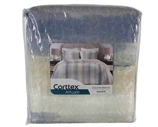 Colcha Queen 03 Peças 2,40X2,60 Attuale Corttex Cinza Claro