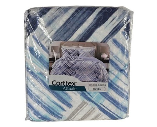 Colcha Queen 03 Peças 2,40X2,60 Attuale Corttex Marinho