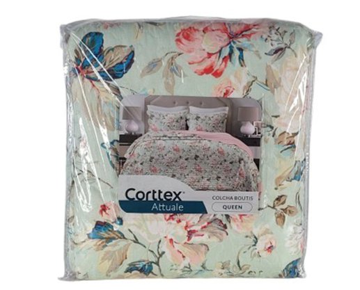 Colcha Queen 03 Peças 2,40X2,60 Attuale Corttex Verde Água