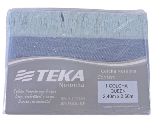 Colcha Queen Com Franjas 2,40m X 2,50m Liso Noronha Teka Azul