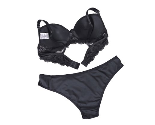 Conjunto Calcinha E Sutiã Detalhe Renda 2201106 Glamour Preto