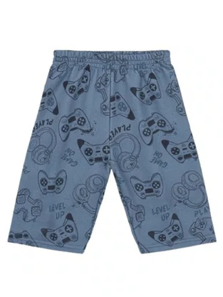 Conjunto Camiseta e Bermuda Game Masculino Infantil 4/10  26688 Brandili Marinho e Azul