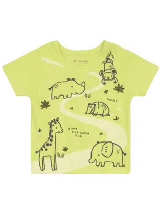 Conjunto Camiseta e Bermuda Masculino Bebê P/G 26842 Brandili Verde Limão e Marinho