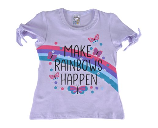 Conjunto Curto Feminino Infantil Blusa e Shorts Estampa Arco-íris  676 Baby Couture Lilás E Roxo