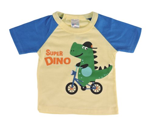 Conjunto Curto Masculino Bebê Camiseta E Shorts Estampa Super Dino 719 Tacadu Amarelo E Azul