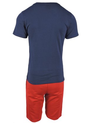 Conjunto Curto Masculino Infantil Com Estampa 1000101403 Malwee Kids Marinho E Vermelho