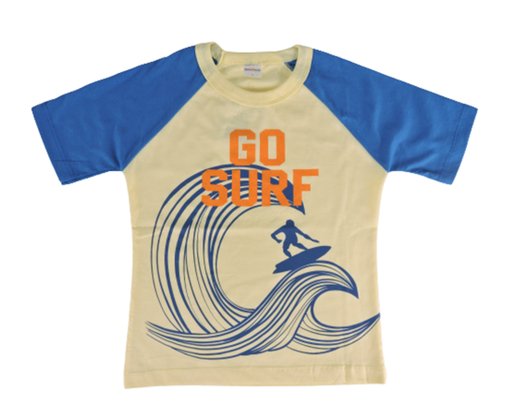 Conjunto Curto Masculino Infantil Com Estampa Go Surf  729 Tacadu Amarelo E Azul