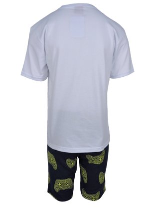 Conjunto Curto Masculino Infantil Com Estampa Game 111898 Kyly Branco E Marinho