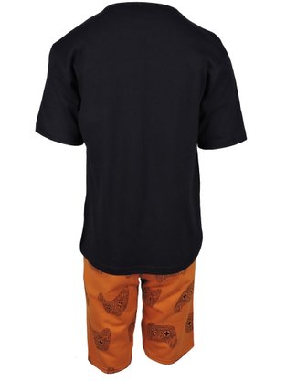 Conjunto Curto Masculino Juvenil Com Estampa Game 111898 Kyly Preto e Ocre