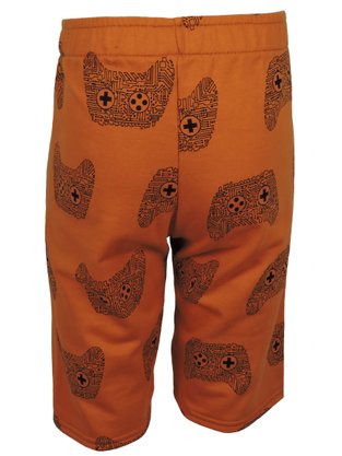 Conjunto Curto Masculino Juvenil Com Estampa Game 111898 Kyly Preto e Ocre