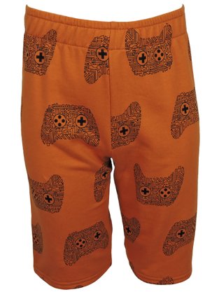 Conjunto Curto Masculino Juvenil Com Estampa Game 111898 Kyly Preto e Ocre