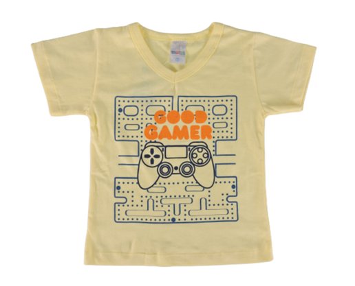 Conjunto Curto Unissex Infantil Com Estampa 725 Tacadu Amarelo e Azul