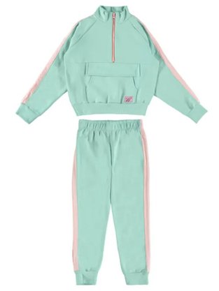 Conjunto De Moletom Feminino Juvenil Canguru 1000105485 Malwee Kids Verde/Rosa