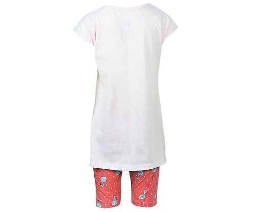 Conjunto Infantil Feminina Menina 4-8 Blusa Manga Curta e Bermuda Ciclista Estampa Flamingo 10312908 Marisol Rosa e Vermelho