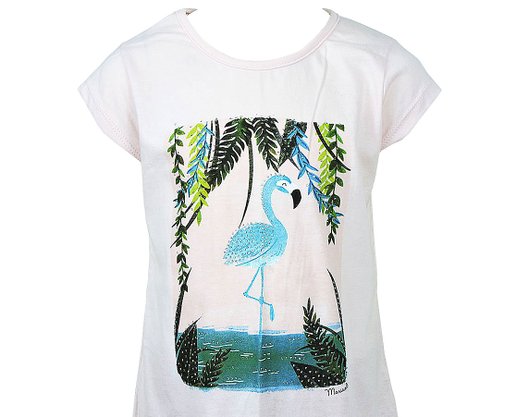 Conjunto Infantil Feminina Menina 4-8 Blusa Manga Curta e Bermuda Ciclista Estampa Flamingo 10312908 Marisol Rosa e Vermelho