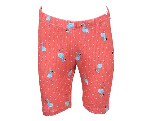 Conjunto Infantil Feminina Menina 4-8 Blusa Manga Curta e Bermuda Ciclista Estampa Flamingo 10312908 Marisol Rosa e Vermelho