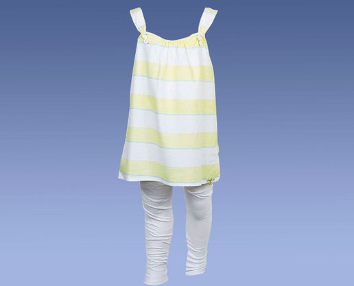 Conjunto Feminino Infantil 4-8 Blusa de Alça Listrada e Calça 1000047677 Carinhoso Amarelo e Branco