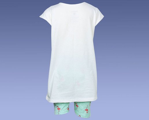 Conjunto Feminino Infantil 4-6 Blusa Manga Curta e Bermuda Ciclista 10312908 Marisol Marfim e Verde Água
