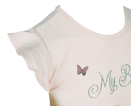 Conjunto Feminino Infantil 4-8 Blusa Manga Curta e Bermuda Estampa Borboleta 10312923 Marisol Rosa e Verde