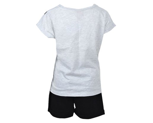 Conjunto Feminino Infantil Manga Curta Blusa-Short Tamanho 4-8 109865 Kyly Branco e Preto