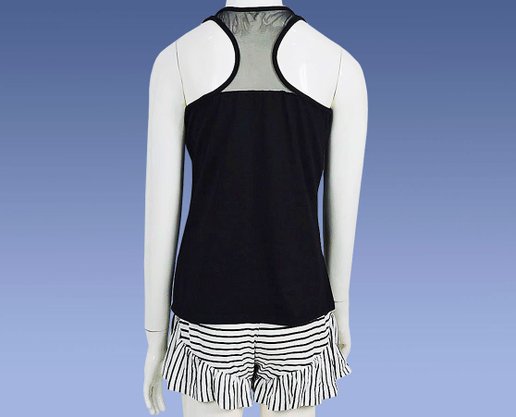 Conjunto Feminino Infantil 4-8 Blusa Regata e Shorts Listrado 10312808 Marisol Preto e Creme