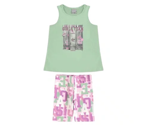Conjunto Infantil Feminino Ciclista 4/8 1000130333 Malwee Verde Claro