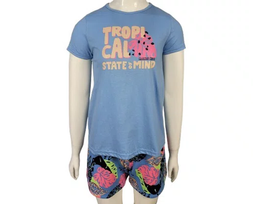 Conjunto Feminino Juvenil 12/16 Tropical 1000130348 Malwee Azul