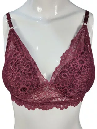 Conjunto Femino Adulto Calcinha E Sutiã Detalhe Renda 2201100 Glamour Bordo