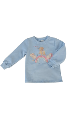 Conjunto Infantil Feminino 1-3 Arco-Íris Com Glitter 55787 Brandili Azul e Rosa