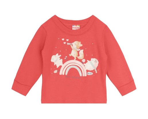 Conjunto Infantil Feminino 1-3 Arco-Íris Com Glitter 55787 Brandili Coral e Bege
