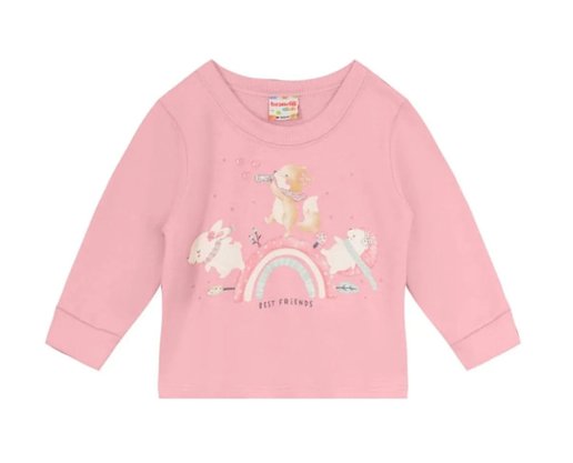 Conjunto Infantil Feminino 1-3 Arco-Íris Com Glitter 55787 Brandili  Rosa e Verde