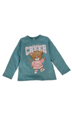 Conjunto Infantil Feminino 4-10 Ursa Com Glitter 56043 Brandili Verde e Rosa