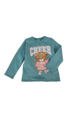 Conjunto Infantil Feminino 4-10 Ursa Com Glitter 56043 Brandili Verde e Rosa
