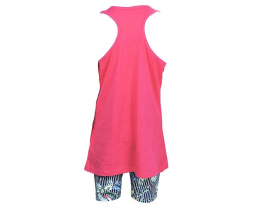 Conjunto Feminino Juvenil 10-16 Blusa Regata e Bermuda Ciclista 10312794 Marisol Pink e Marinho
