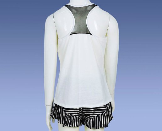 Conjunto Juvenil Feminino 10-16 Blusa Regata e Shorts Listrado 10312808 Marisol Branco e Preto