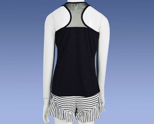 Conjunto Juvenil Feminino 10-16 Blusa Regata e Shorts Listrado 10312808 Marisol Preto e Branco
