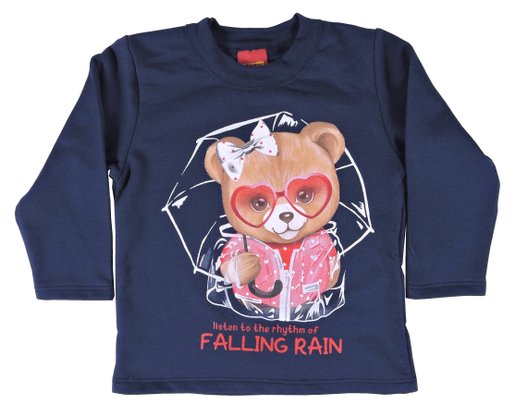 Conjunto Longo Feminino Infantil Moletom 1-3 Blusão E Legging Detalhe Urso 207648 Kyly Marinho E Vermelho