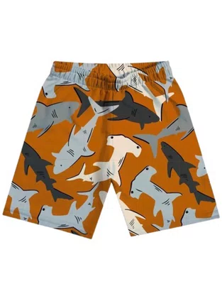 Conjunto Masculino Infantil 1/3 Tubarão 1001079 Kyly Branco e Marrom