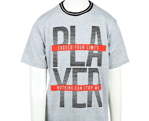 Conjunto Masculino Infantil Camiseta-Bermuda 10-16 110076 Kyly Cinza e Preto