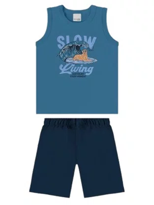 Conjunto Masculino Infantil 4/8 1000130418 Malwee Azul e Marinho