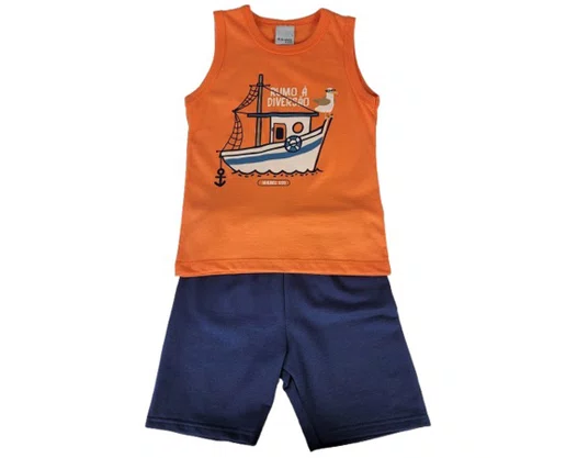 Conjunto Masculino Infantil Diversão 1/3 1000130245 Malwee Laranja