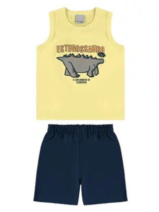 Conjunto Masculino Infantil Estegossauro 1/3 1000130245 Malwee Amarelo