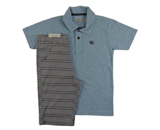 Conjunto Masculino Juvenil 10-16  10302975 Marisol Verde e Cinza