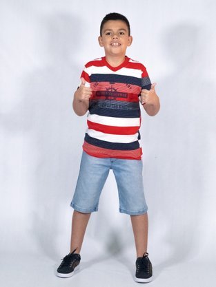 Conjunto Masculino Juvenil 10-16 1000047827 Carinhoso Marinho e Vermelho
