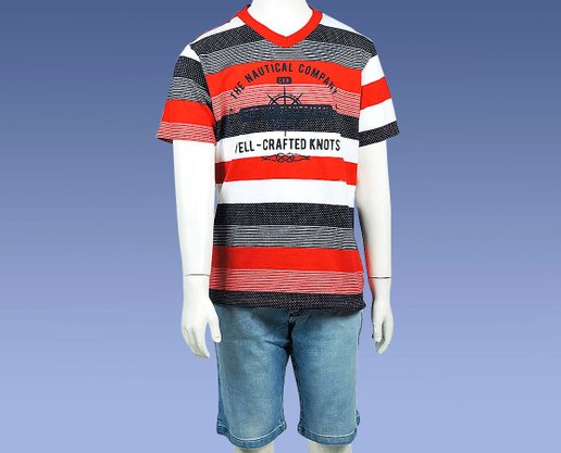 Conjunto Masculino Juvenil 10-16 1000047827 Carinhoso Marinho e Vermelho