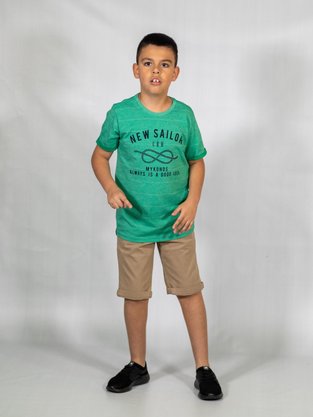 Conjunto Masculino Juvenil 10-16  1000048006 Carinhoso Verde e Areia