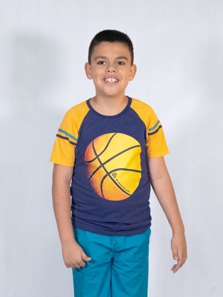 Conjunto Masculino Juvenil 10-16  Com Estampa 10309827 Marisol Marinho, Laranja e Turquesa