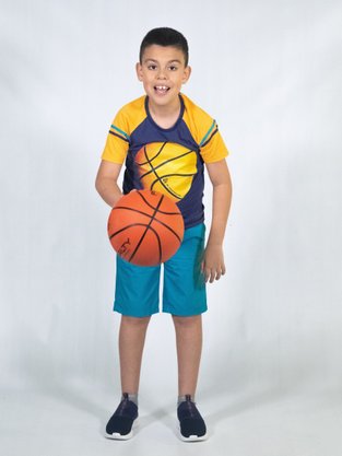 Conjunto Masculino Juvenil 10-16  Com Estampa 10309827 Marisol Marinho, Laranja e Turquesa